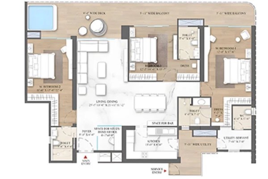 Smartworld Sector 67 2 BHK floor plan