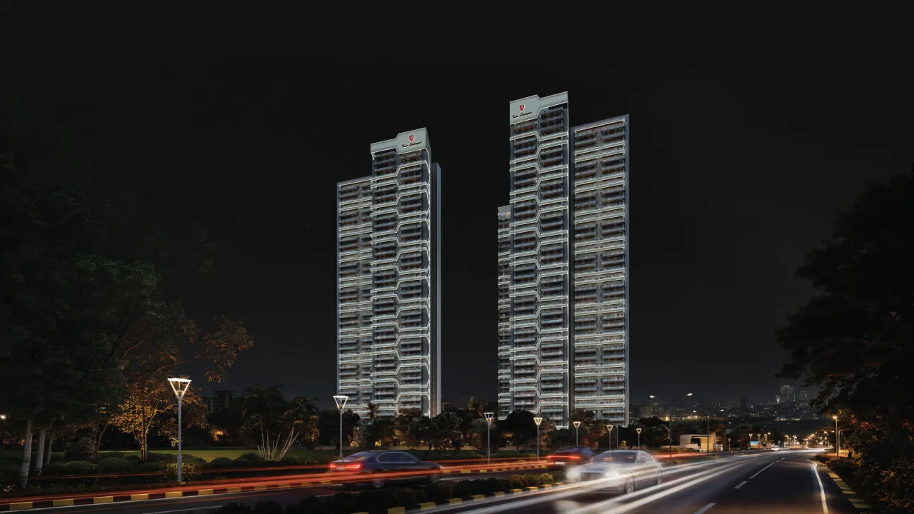 Tonino Lamborghini Residences Sector 71 Gurgaon twin tower night facade render